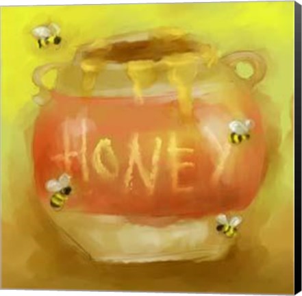 Framed Honey Pot And Bees Print