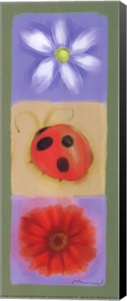 Framed Ladybug Flowers Panel Print