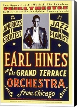 Framed Earl Hines: Pearl Theatre, Philadelphia Print