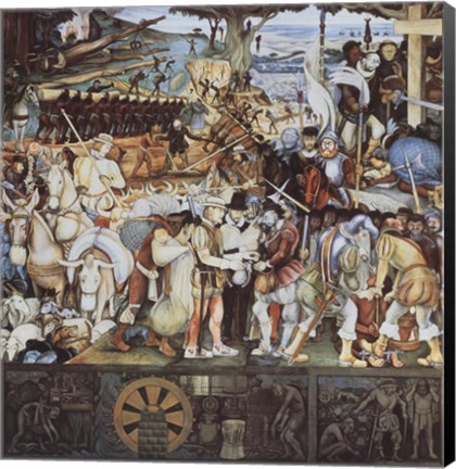 Framed Disembarkation Of The Spanish At Veracru Print