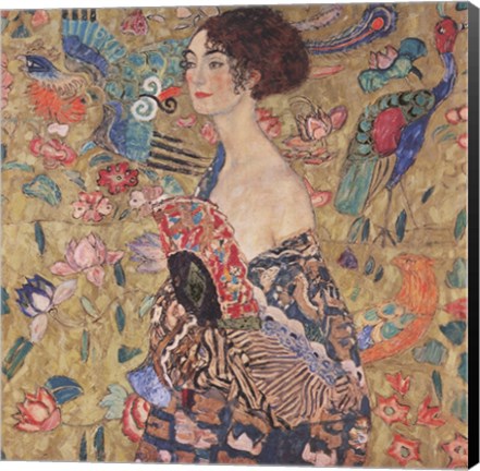 Framed Lady with Fan, c.1917 Print