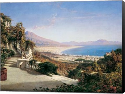 Framed View Of The Bay Of Naples Print