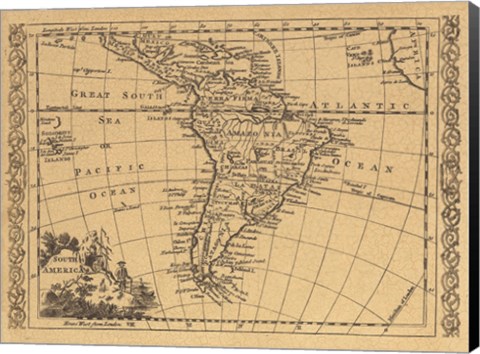 Framed South America, 1802 Print