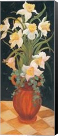 Framed Daffodils At Dark Print