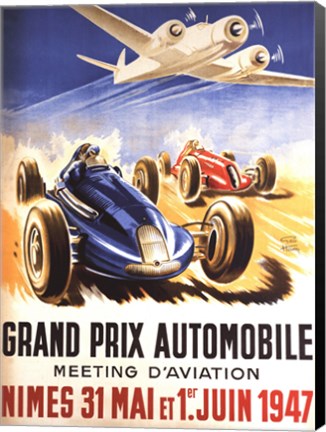 Framed Grand Prix Automobile Nimes Print