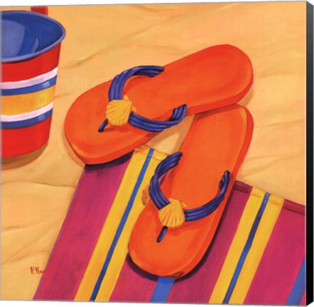 Framed Orange Flip Flops Print