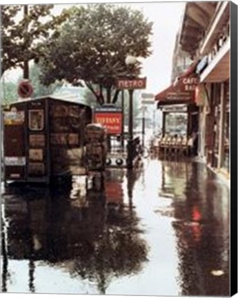Framed Sidewalk In Rain Print