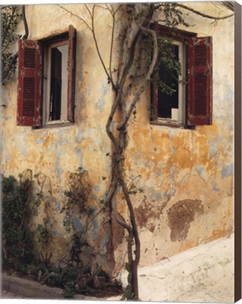 Framed Two Windows, Red Shutters Print