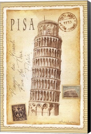 Framed Pisa Postcard Print