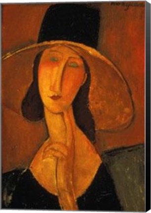 Framed Jeanne Hebuterne With Hat Print
