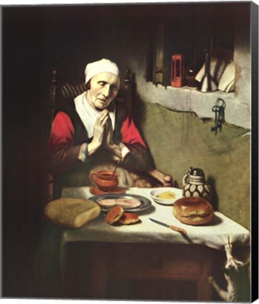 Framed Old Woman Praying Print