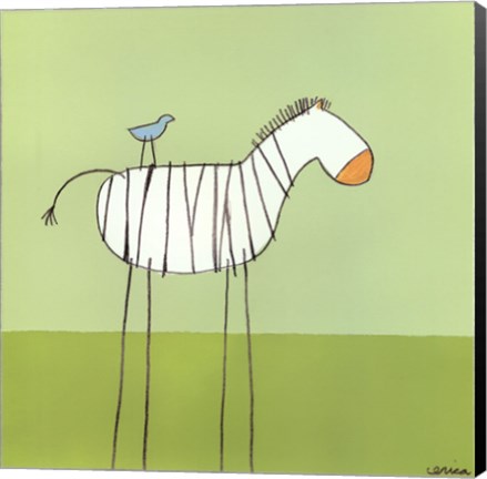 Framed Stick-Leg Zebra I Print