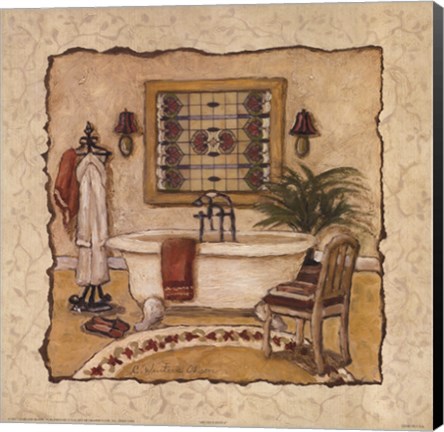 Framed Art Deco Bath II Print