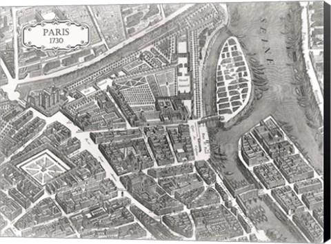 Framed Plan Of Paris, 1730 (I) Print