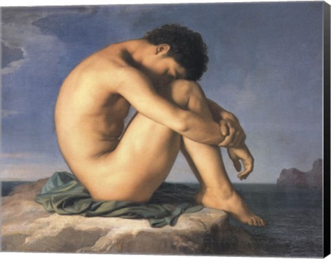 Framed Jeune Homme nu Assis au Boro de la Mer Print