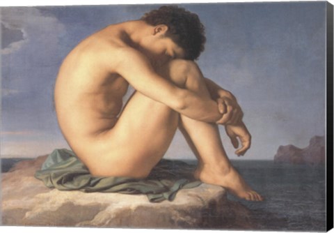 Framed Jeune Homme nu Assis au Boro de la Mer Print