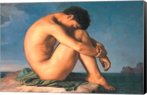 Framed Jeune Homme nu Assis au Boro de la Mer Print