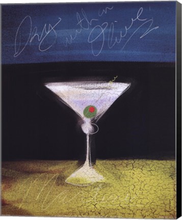 Framed Dry Martini with Olive Print