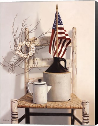 Framed Chair With Jug and Flag Print