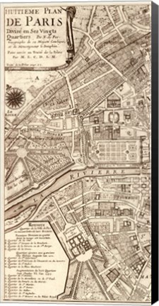 Framed Plan de la Ville de Paris, 1715 (L) Print