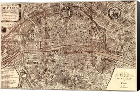 Framed Plan de la Ville de Paris, 1715 Print