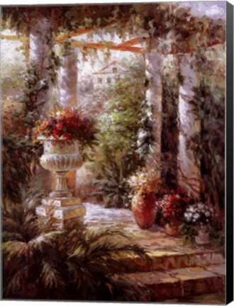 Framed Garden Urn I Print