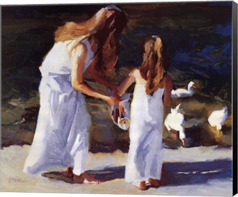 Framed Feeding the Ducks Print