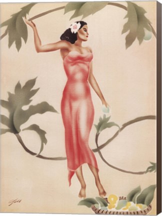 Framed Lady with Red Dress Print