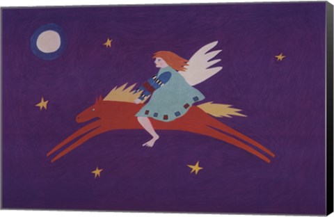 Framed Angel on a Red Horse Print