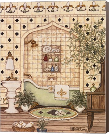 Framed Elegant Bath III Print