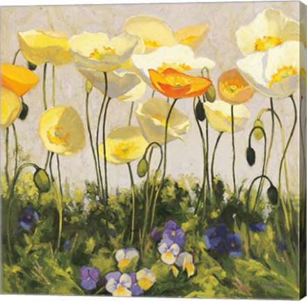 Framed Poppies and Pansies II Print