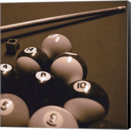 Framed Pool Table II - Sepia Print