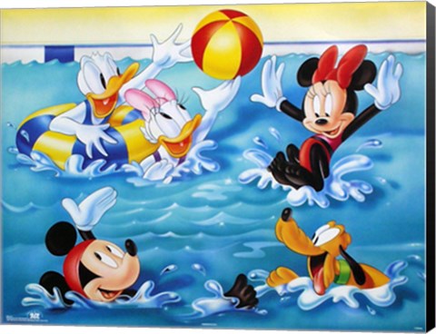 Framed Mickey &amp; Friends: Pool Games Print