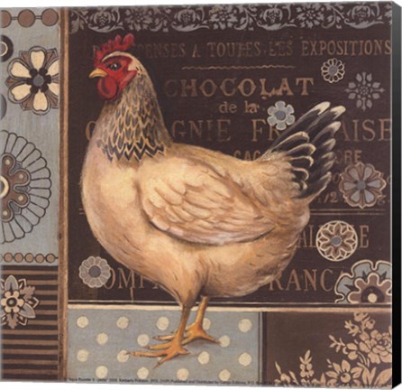 Framed Aqua Rooster II - petite Print