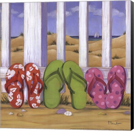 Framed Flip Flop Beach I Print