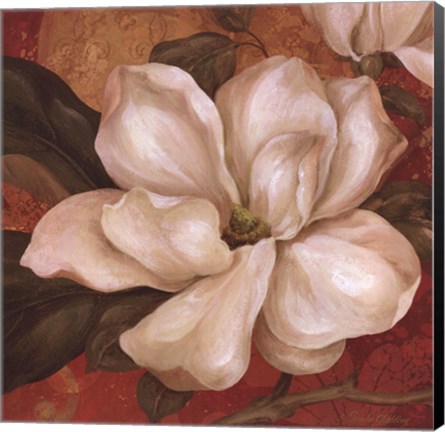 Framed Magnolia On Red II - mini Print