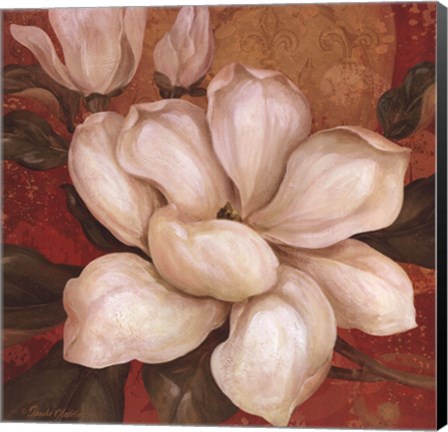 Framed Magnolia On Red I - mini Print