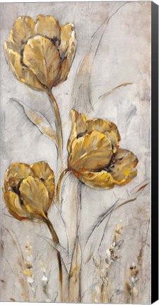 Framed Golden Poppies on Taupe II Print