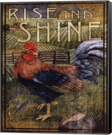 Framed Rooster Sign II - mini Print