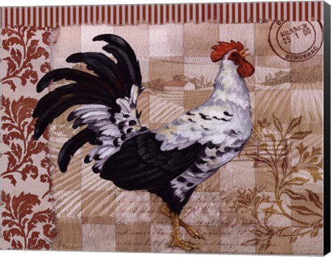 Framed Bergerac Rooster Red I - mini Print