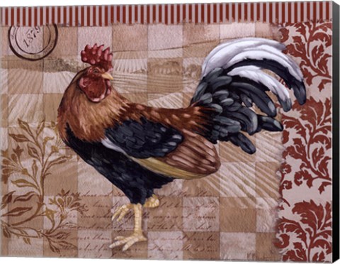Framed Bergerac Rooster Red II - mini Print
