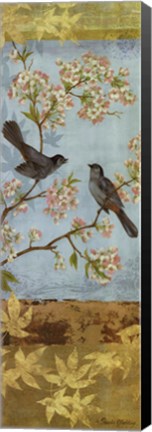 Framed Catbirds &amp; Blooms Panel Print