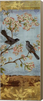 Framed Catbirds &amp; Blooms Panel - mini Print