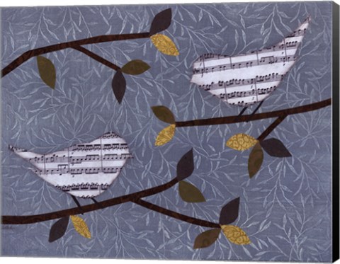 Framed Aqua Songbirds II Print