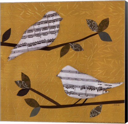 Framed Golden Songbirds I Print