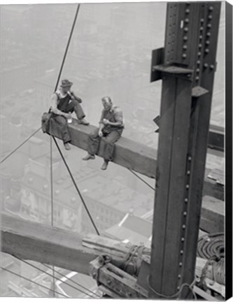 Framed Workers Sitting on Steel Beam Print