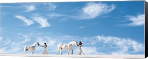 Framed Leading Horses in Desert Print
