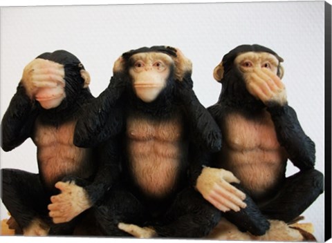 Framed Monkeys - See No Evil, Hear No Evil, Speak No Evil Print