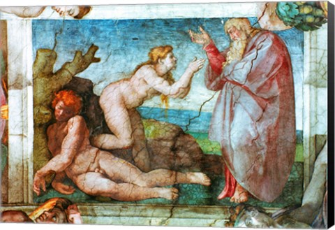 Framed Sistine Chapel ceiling: Creation of eve, with four Ignudi, 1511 Print