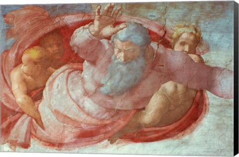 Framed Sistine Chapel: God Dividing the Waters and Earth Print